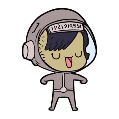 Basit bir döngülü çizgi film astronot kadın.