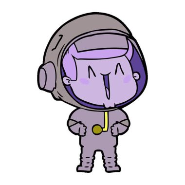 Basit bir döngülü mutlu çizgi film astronotu.