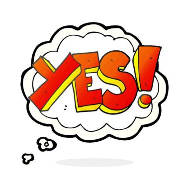 Basit bir döngü çizimi serbest çizim düşünce balonu karikatürü evet sembol