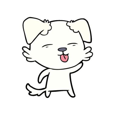 Dilini dışarı çıkaran basit bir çizgi film köpeği.