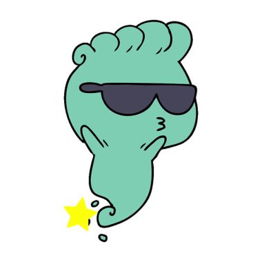 Kawaii korkunç hayaletinin basit bir serbest çizim çizimi.