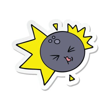 Çizgi film bovling topuna çarpan basit bir çizgi film çıkartması.