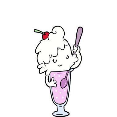 Basit bir çizgi film karakteri dondurmacı kız.