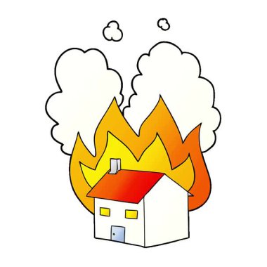 Basit bir çizgi film yakma evi.