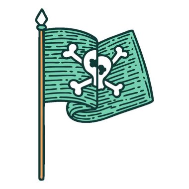 Korsan bayrağının basit bir ikonik dövme görüntüsü