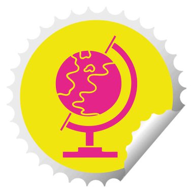 Basit bir döngülü dairesel soyma etiketli dünya karikatürü.