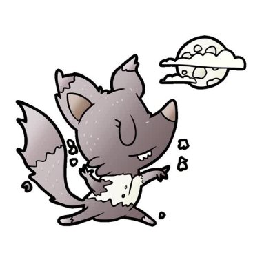 Ay ışığında değişen basit bir cadılar bayramı çizgi filmi.