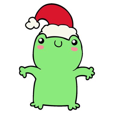 Noel şapkası takan basit bir çizgi film karakteri.