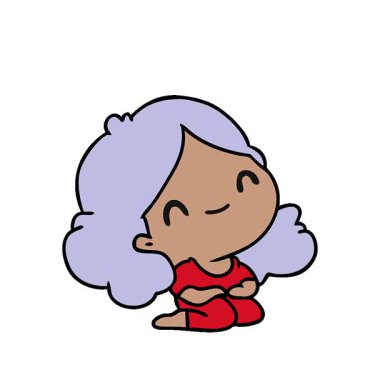 Tatlı bir kawaii kızının basit bir çizgi film çizimi.