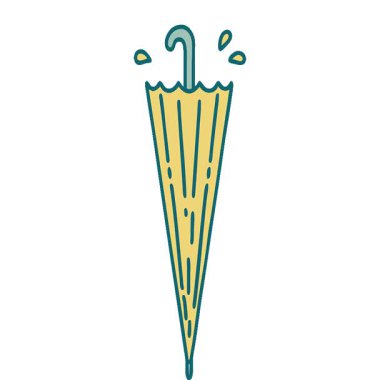 Kapalı bir şemsiyenin basit bir ikonik dövme görüntüsü