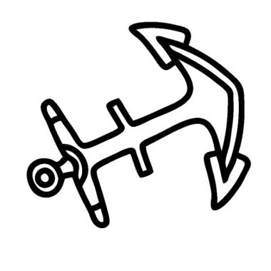 Bir çapa simgesinin siyah çizgi biçiminde basit bir döngü canlandırma dövmesi