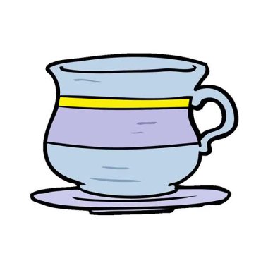 Basit bir çizgi film animasyonu eski bir çay fincanı.