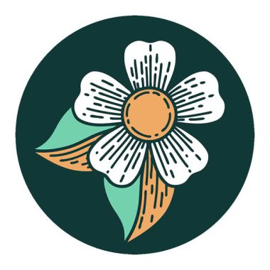 Bir çiçeğin basit bir ikonik dövme görüntüsü