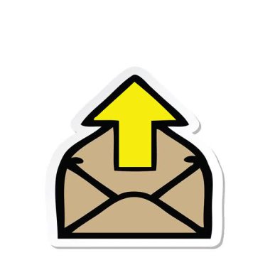 Oklu şirin bir karikatür zarfının basit bir döngü canlandırmalı çıkartması.