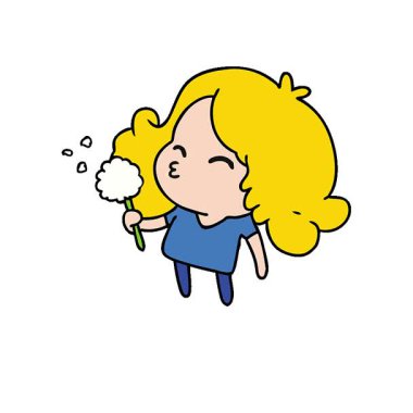 Basit bir kawaii kızı çizilmiş serbest çizim animasyonu.