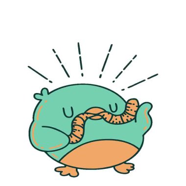 Geleneksel dövme stili solucanlı Robin 'in basit bir illüstrasyon canlandırması