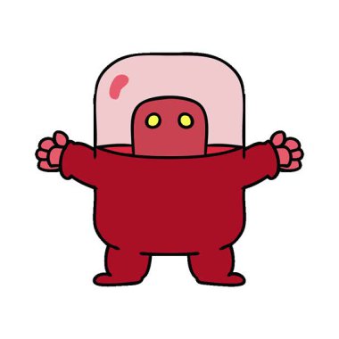 Takım elbiseli bir uzaylının çizdiği basit bir çizgi film çizimi.