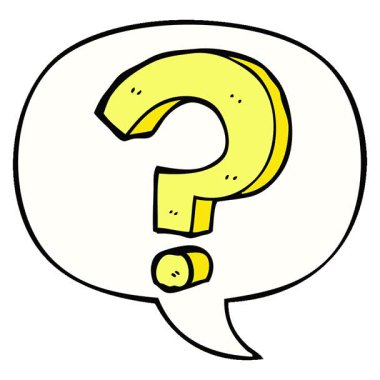 Konuşma baloncuklu basit bir çizgi film soru işareti