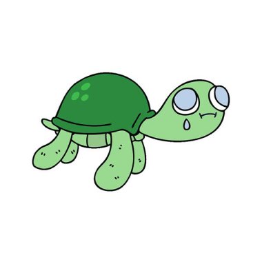 Basit bir çizgi film karakteri kaplumbağası çizimi.