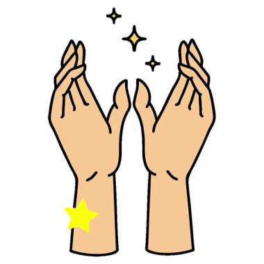 Geleneksel ellere ulaşma tarzında basit bir döngü dövmesi.