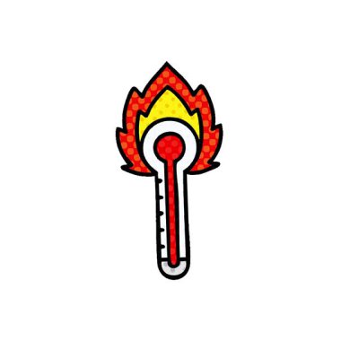 Sıcak cam termometrenin basit bir çizgi roman tarzı çizgi filmi.