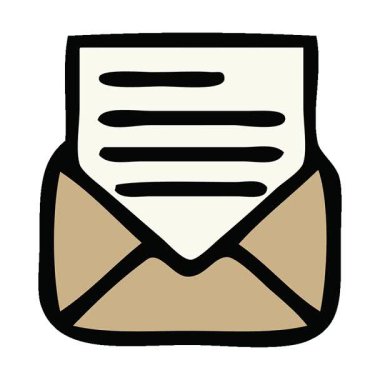 Basit bir döngü, sevimli bir mektup ve zarf çizgi filmi.