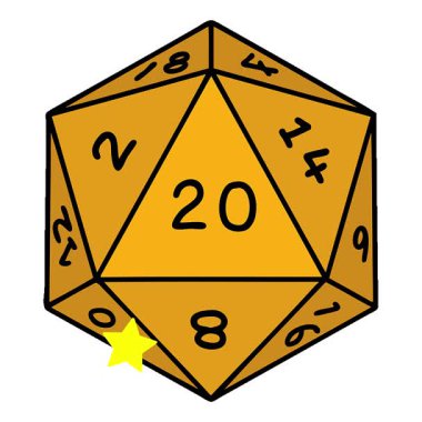 Basit bir döngü animasyon Retro Dövme Biçimi Doğal 20 D20 zar atma