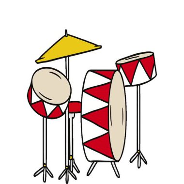 Basit bir döngü çizilmiş el çizimi davul setinin karalaması.