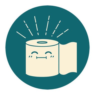 Dövme stili tuvalet kağıdı karakterinin basit bir döngü canlandırma simgesi