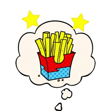 Çizgi roman tarzında düşünce baloncuğu olan basit bir çizgi film kızartması.