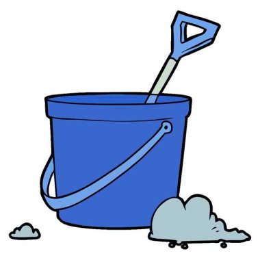 Basit bir döngü çizgi film kovası ve kürek.