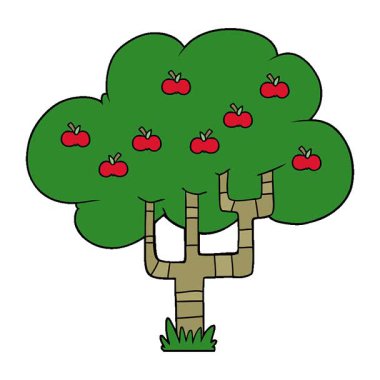 Basit bir çizgi film elma ağacı.