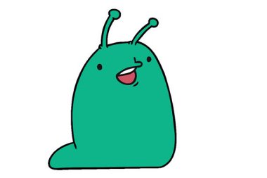 Şirin bir kawaii sümüklüböceğinin basit bir çizgi film çizimi