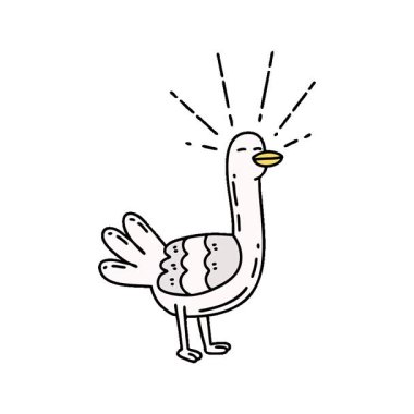 Geleneksel dövme stili deniz kuşunun basit bir canlandırması