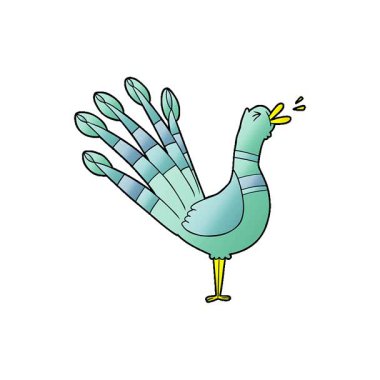 Basit bir döngülü çizgi film öten tavus kuşu.