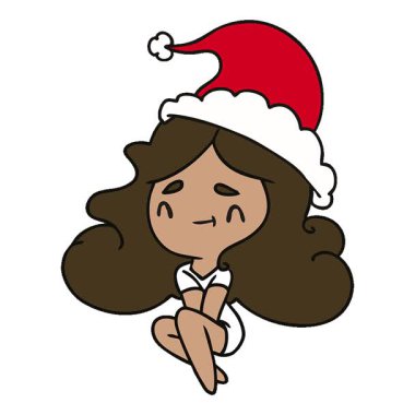 Kawaii kızının Noel karikatürünü çizmiş basit bir döngü animasyonu.