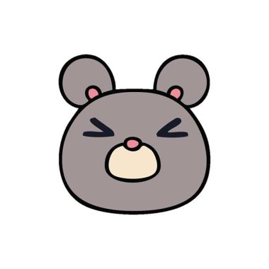 Basit bir döngü hareketli el çizimi garip çizgi film fare yüzü