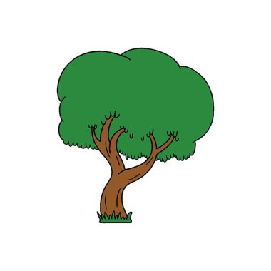 Basit bir döngü çizilmiş el çizimi bir yaz ağacı karalaması