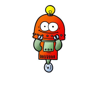 Basit bir döngü animasyon mutlu karton robot ampullü