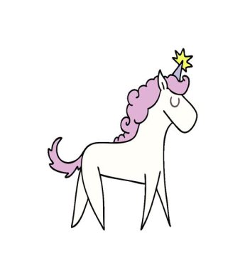 Basit bir döngü animasyon el çizimi tek boynuzlu at.