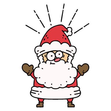 Geleneksel dövme stili Noel Baba karakterinin basit bir canlandırması.