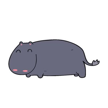 Basit bir çizgi film animasyonu hipopotam.