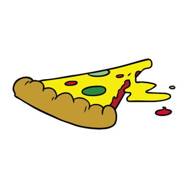 Basit bir döngü çizilmiş el çizimi bir dilim pizzanın karalaması