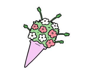 Basit bir çizgi film çiçekleri.