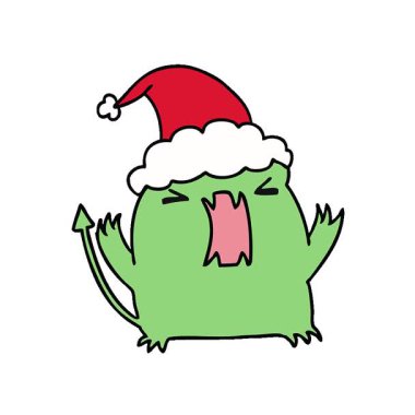 Kawaii Şeytanı 'nın Noel karikatürünü çizmiş basit bir döngü animasyonu.
