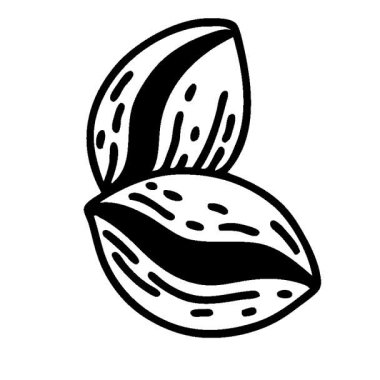 Kahve çekirdeğinin siyah çizgili basit bir çizgi dövmesi.