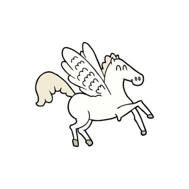 Basit bir çizgi film kanatlı atı.