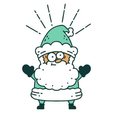 Geleneksel dövme stili Noel Baba karakterinin basit bir canlandırması.