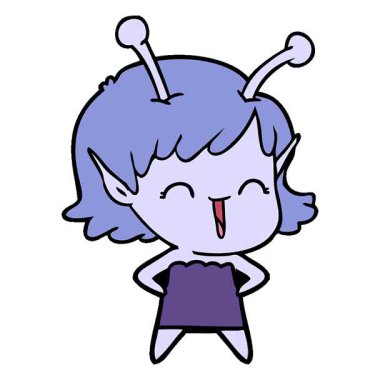 Basit bir döngülü çizgi film kızı gülüyor.