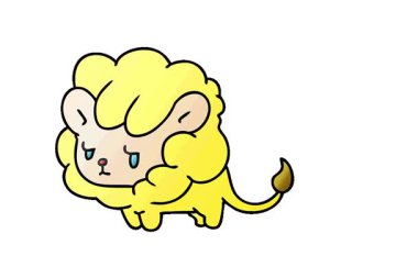 Basit bir çizgi film çizimi, kawaii şirin aslan yavrusu.